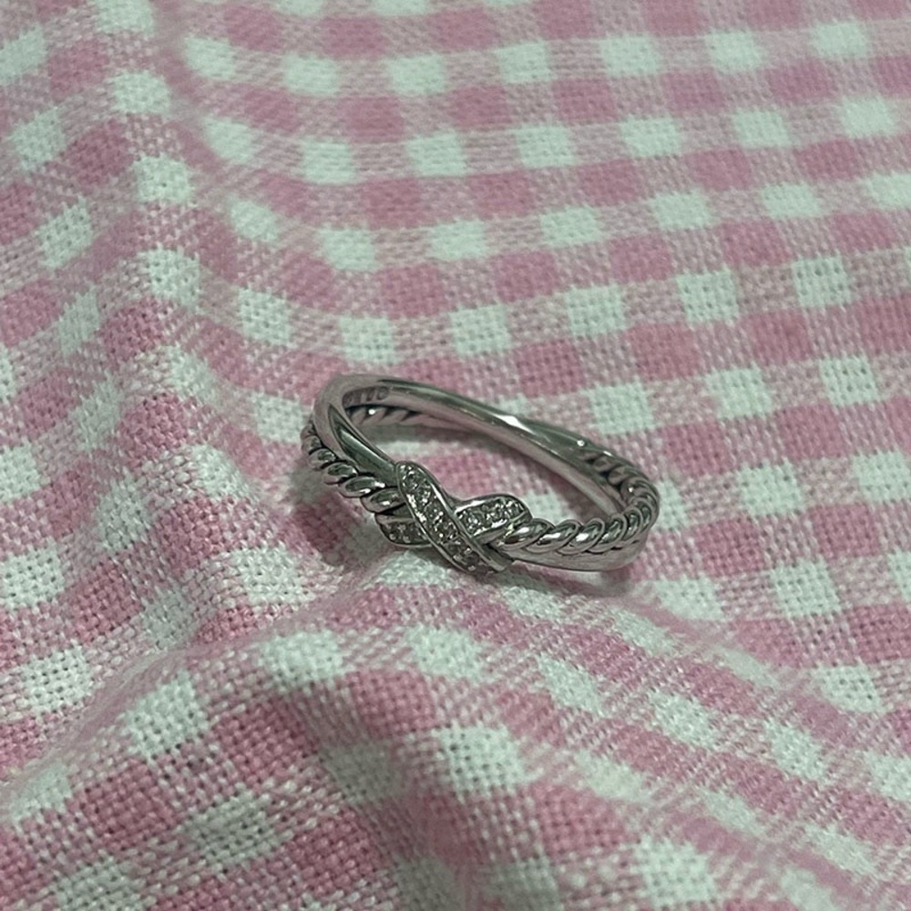 David Yurman Petite X Ring Sterling Silver with Diamonds
